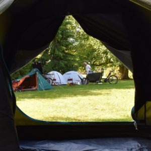 ECAbikes view from a tent